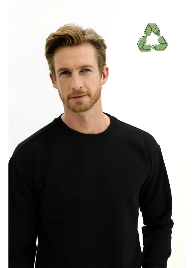 Bisiklet Yaka Oversize Pamuklu Sweatshirt