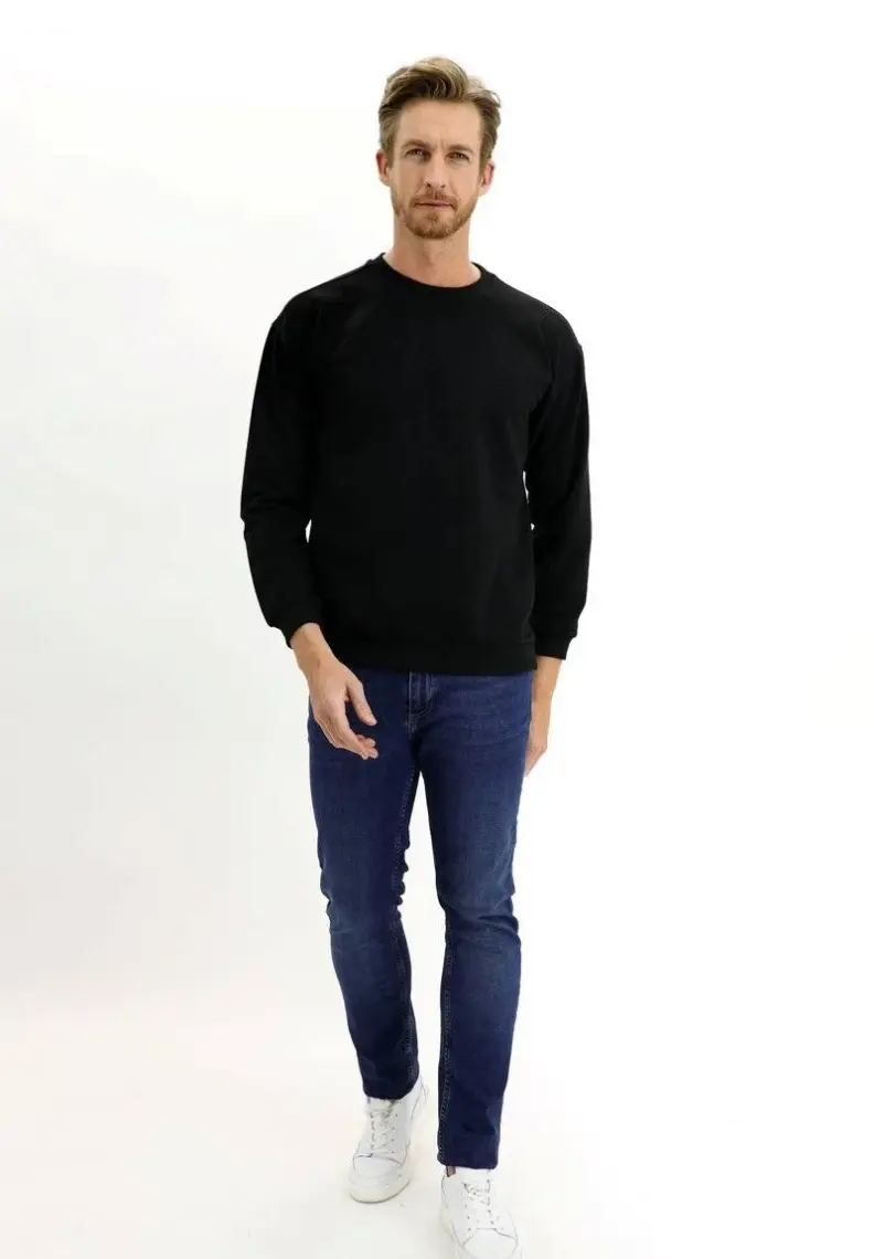 Bisiklet Yaka Oversize Pamuklu Sweatshirt