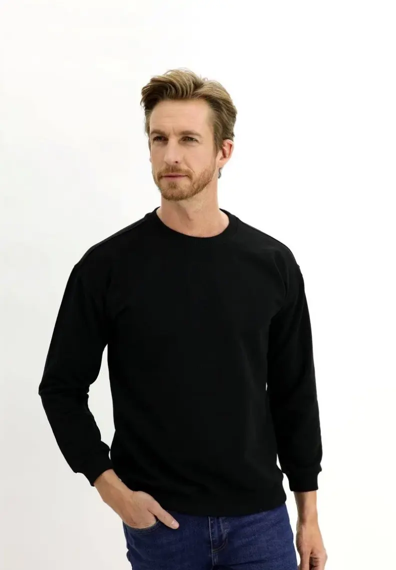 Bisiklet Yaka Oversize Pamuklu Sweatshirt