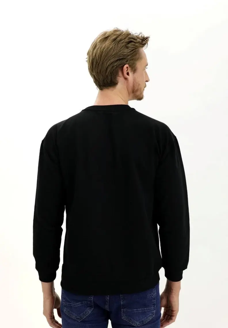 Bisiklet Yaka Oversize Pamuklu Sweatshirt