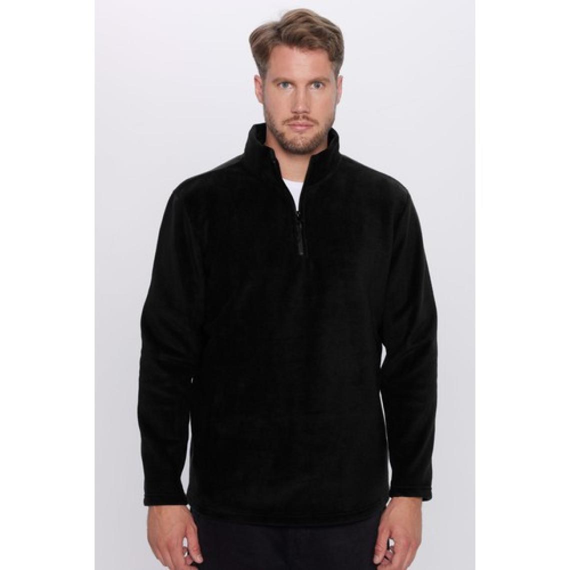 Unisex Standart Fit Rahat Kesim Tüylenme Yapmayan Soğuk Geçirmez Siyah Dik Yaka Polar Sweatshirt