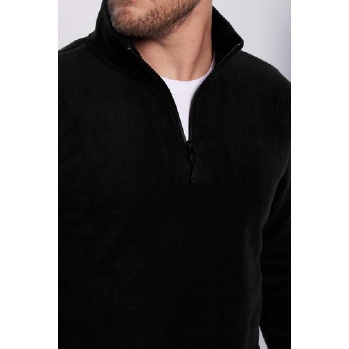 Unisex Standart Fit Rahat Kesim Tüylenme Yapmayan Soğuk Geçirmez Siyah Dik Yaka Polar Sweatshirt
