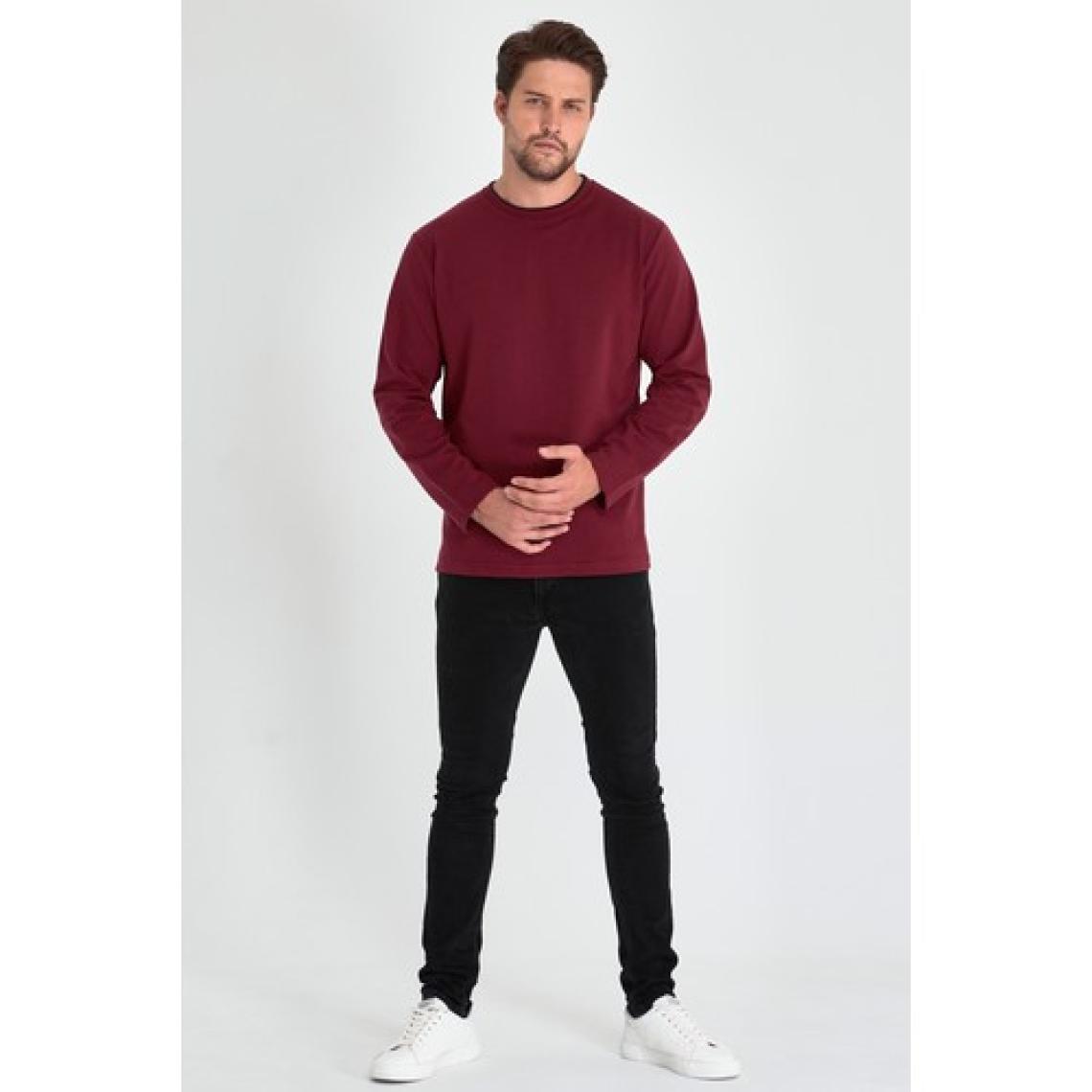 Mmetalic Erkek Bordo Çift Bisiklet Yaka Standart Rahat Kesim Sweatshirt
