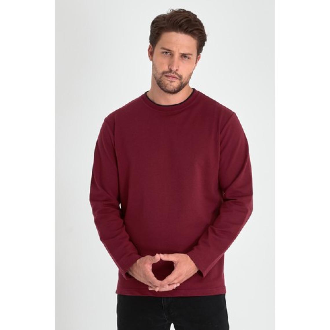 Mmetalic Erkek Bordo Çift Bisiklet Yaka Standart Rahat Kesim Sweatshirt