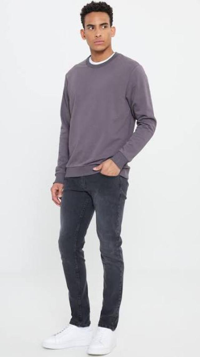Altınyıldız Classics Erkek Koyu Gri Standart Fit Normal Kesim Bisiklet Yaka 3 Iplik Pamuklu Sweatshirt