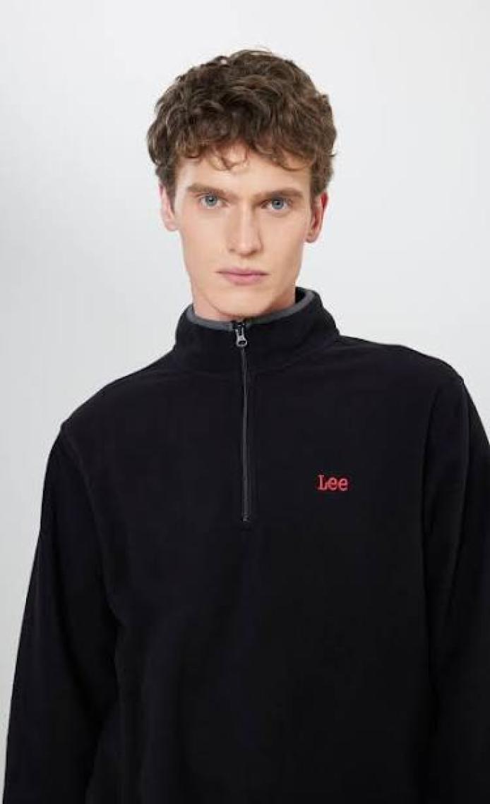Lee Regular Fit Normal Kesim Dik Yaka Yarım Fermuarlı Bordo Polar
