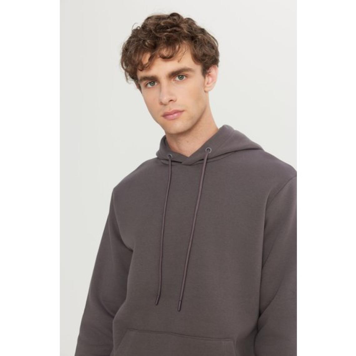Altınyıldız Classics Erkek Koyu Gri Standart Fit Içi Polarlı 3 Iplik Kapüşonlu Kanguru Cepli Pamuklu Sweatshirt