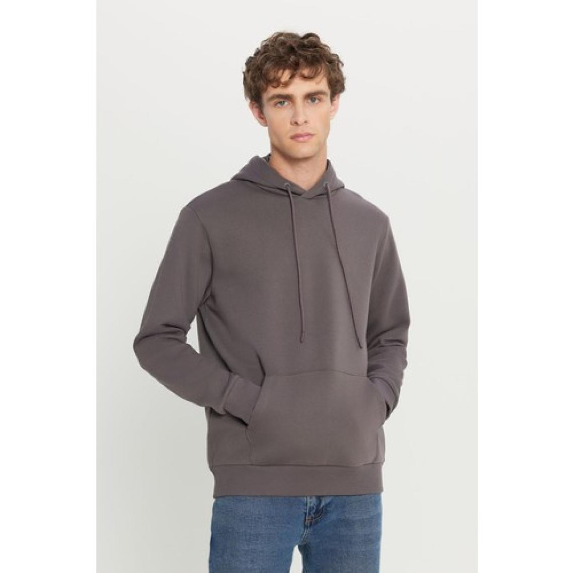 Altınyıldız Classics Erkek Koyu Gri Standart Fit Içi Polarlı 3 Iplik Kapüşonlu Kanguru Cepli Pamuklu Sweatshirt