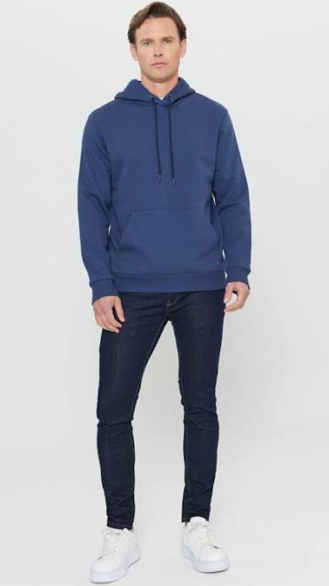 Altınyıldız Classics Erkek Lacivert Standart Fit Normal Kesim Içi Polarlı 3 Iplik Kapüşonlu Pamuklu Sweatshirt