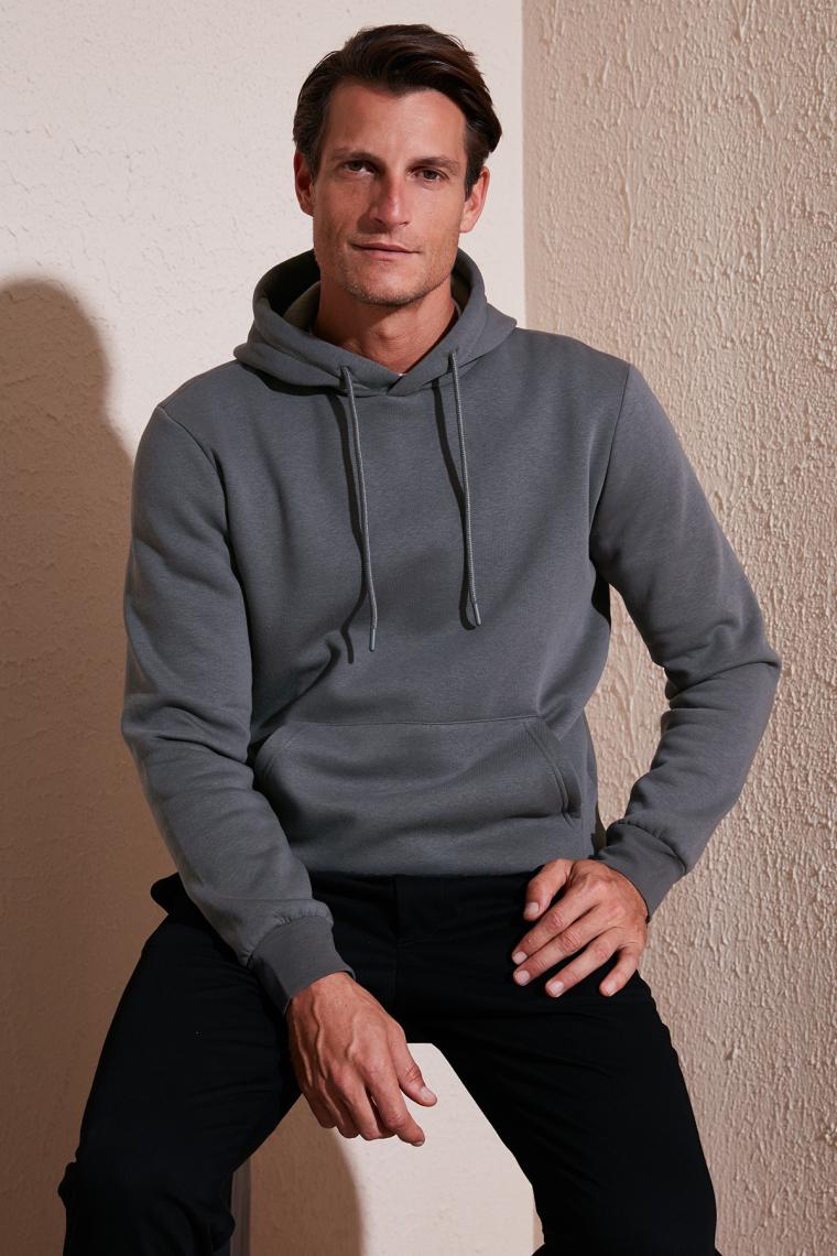 Buratti Slim Fit Kapüşonlu Kanguru Cepli İçi Tüylü Yumuşak Şardonlu Sweat Erkek SWEAT 5905281