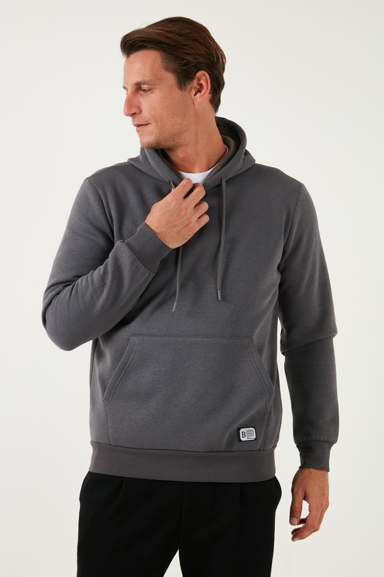 Buratti Slim Fit Kapüşonlu Kanguru Cepli İçi Tüylü Yumuşak Şardonlu Sweat Erkek SWEAT 5905281