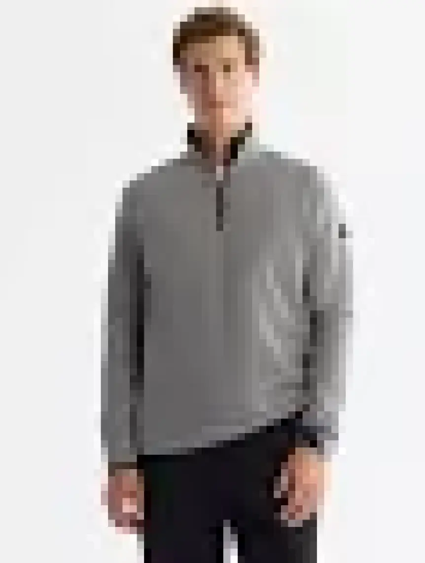 AVVA Erkek Gri Soğuğa Dayanıklı Yarım Fermuarlı Dik Yaka Polar Sweatshirt E001068