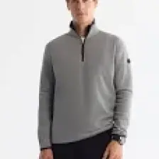 AVVA Erkek Gri Soğuğa Dayanıklı Yarım Fermuarlı Dik Yaka Polar Sweatshirt E001068