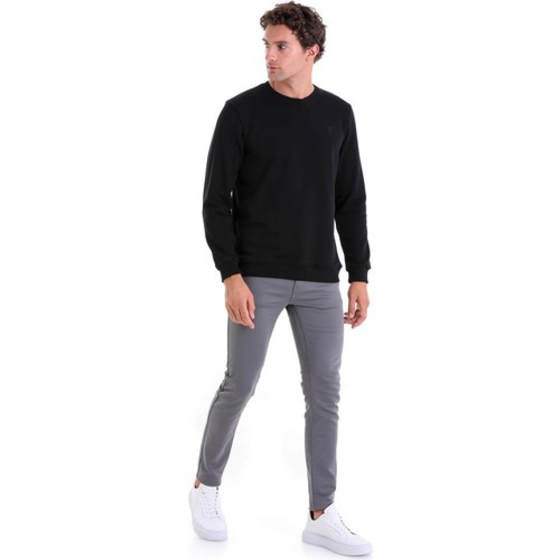 Hatemoğlu Siyah Regular Fit Düz Pamuklu Bisiklet Yaka Sweatshirt