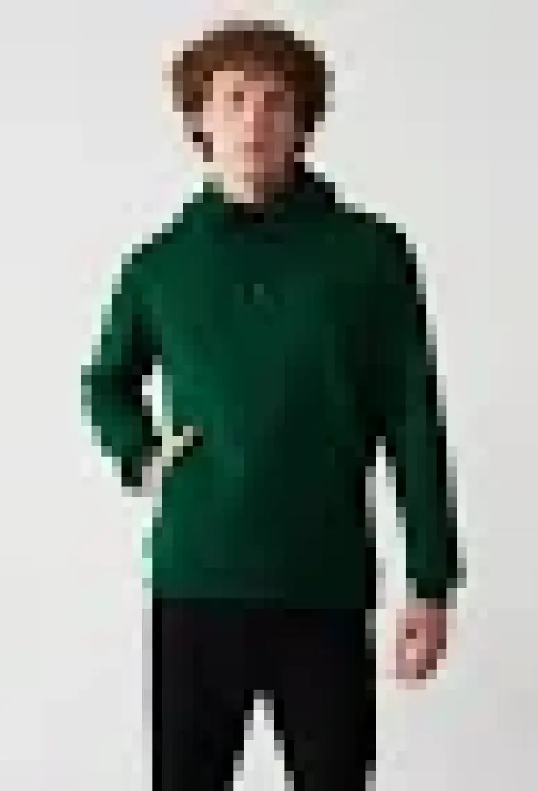 AVVA Erkek Yeşil Unisex Sweatshirt Kapüşonlu Yaka Içi Polarlı 3 Iplik Pamuklu Regular Fit E001018