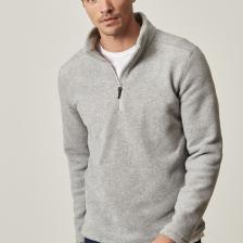 Erkek Gri Anti-pilling Tüylenme Yapmayan Standart Fit Dik Bato Yaka Soğuk Geçirmez Polar Sweatshirt