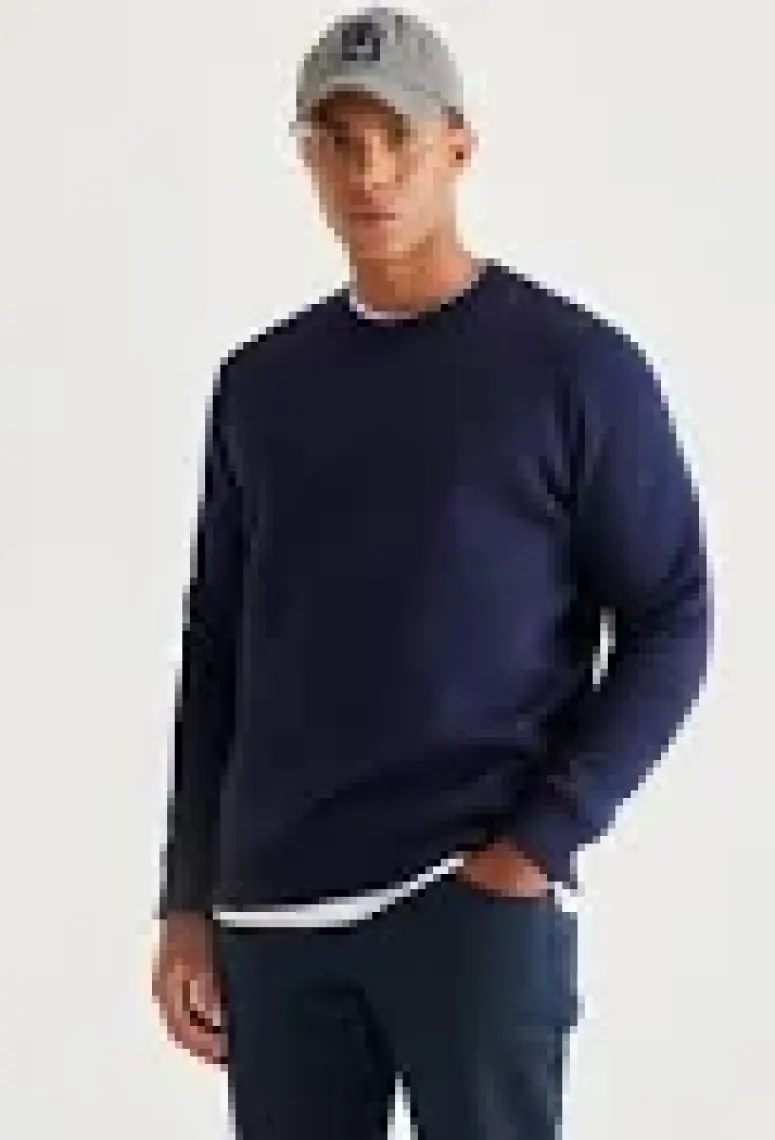Altınyıldız Classics Erkek Lacivert Standart Fit Normal Kesim Içi Polarlı 3 Iplik Bisiklet Yaka Pamuklu Sweatshirt