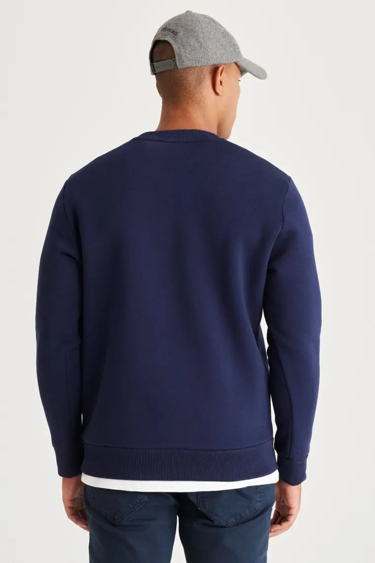 Altınyıldız Classics Erkek Lacivert Standart Fit Normal Kesim Içi Polarlı 3 Iplik Bisiklet Yaka Pamuklu Sweatshirt