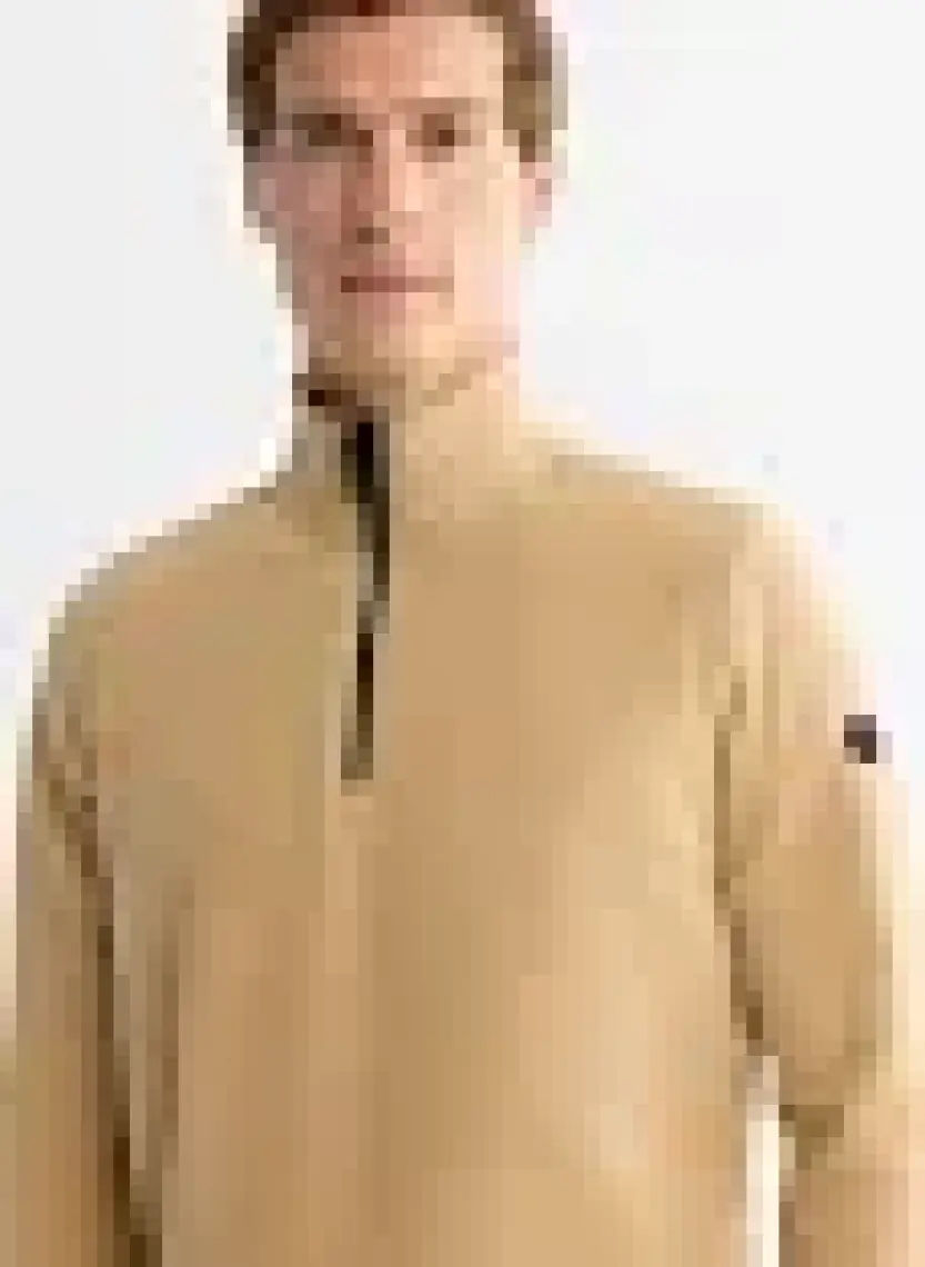 AVVA Erkek Bej Soğuğa Dayanıklı Yarım Fermuarlı Dik Yaka Polar Sweatshirt E001068