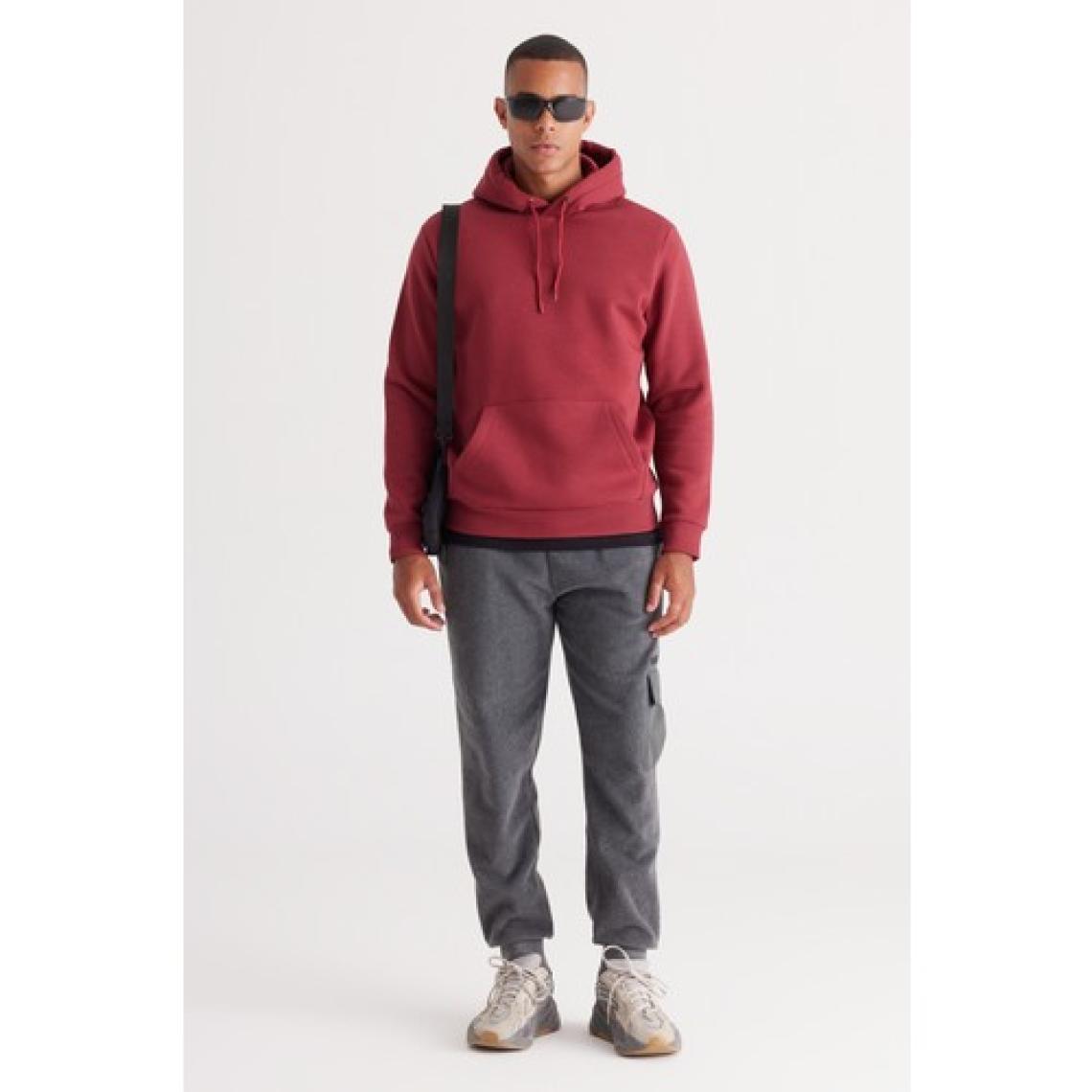 Altınyıldız Classics Erkek Bordo Standart Fit Içi Polarlı 3 Iplik Kapüşonlu Kanguru Cepli Pamuklu Sweatshirt