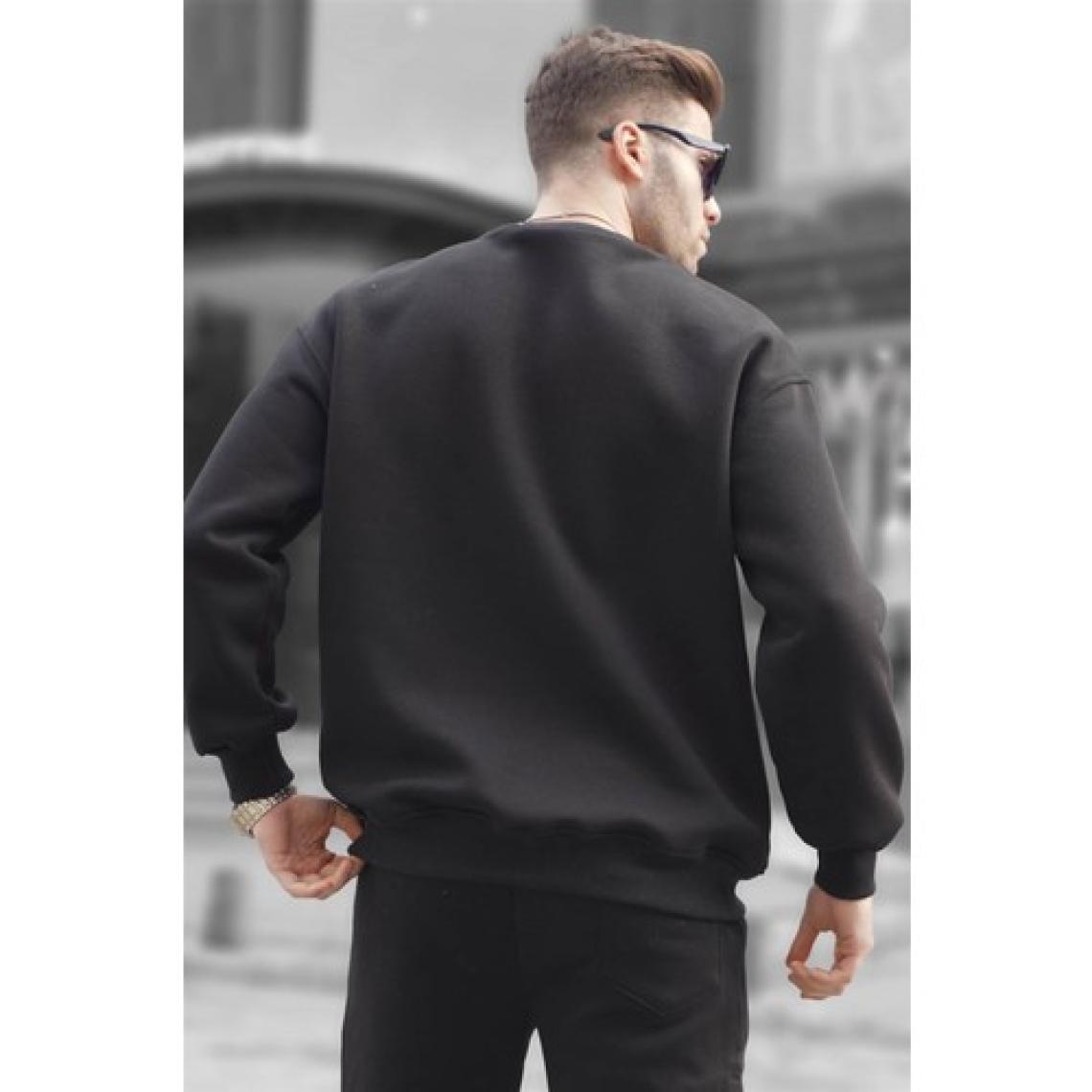 Madmext Siyah Bisiklet Yaka Oversize Şardonlu Basic Erkek Sweatshirt 6048