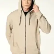 Defy's Erkek Kapüşonlu Fermuarlı Oversize Kalıp Sweatshirt Bej