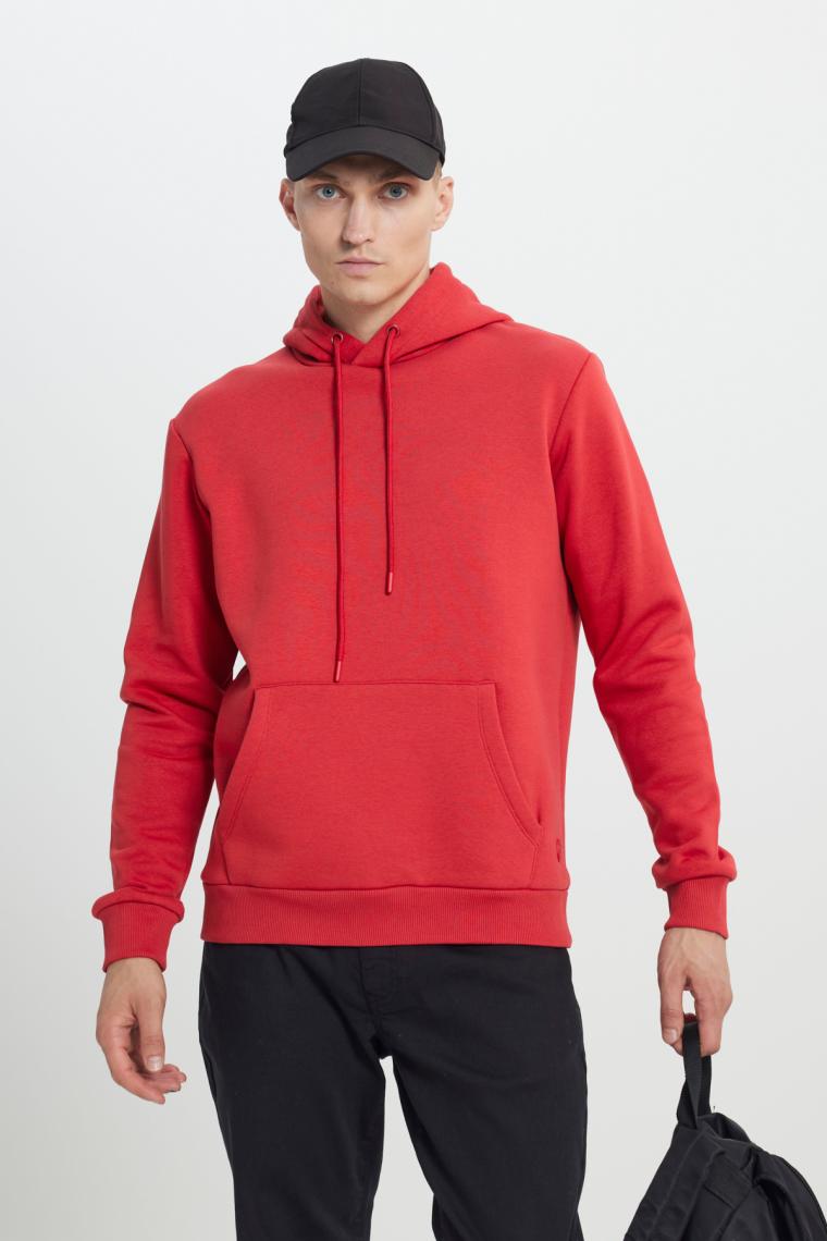 Altınyıldız Classics Erkek Kırmızı Standart Fit Normal Kesim Içi Polarlı 3 Iplik Kapüşonlu Pamuklu Sweatshirt