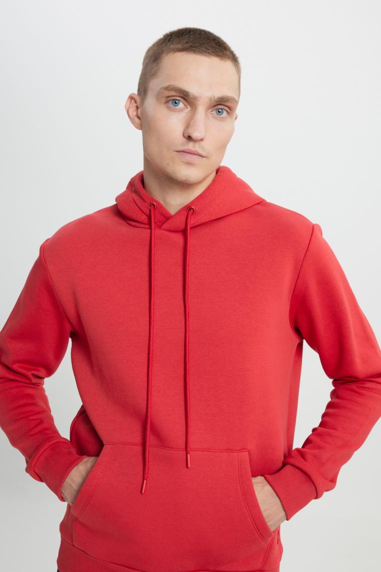Altınyıldız Classics Erkek Kırmızı Standart Fit Normal Kesim Içi Polarlı 3 Iplik Kapüşonlu Pamuklu Sweatshirt
