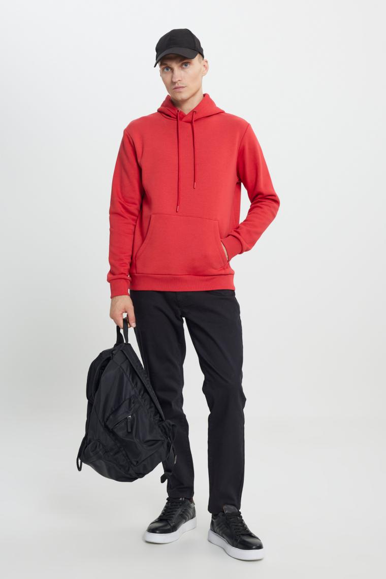 Altınyıldız Classics Erkek Kırmızı Standart Fit Normal Kesim Içi Polarlı 3 Iplik Kapüşonlu Pamuklu Sweatshirt