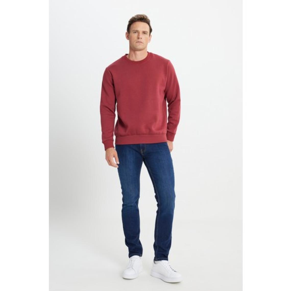 Altınyıldız Classics Erkek Bordo Standart Fit Normal Kesim Içi Polarlı 3 Iplik Bisiklet Yaka Pamuklu Sweatshirt