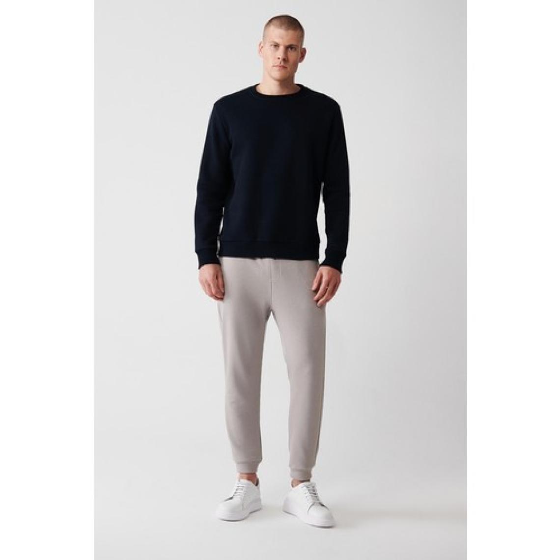 Erkek Lacivert Bisiklet Yaka 3 Iplik Şardonlu Pamuklu Sweatshirt E001017