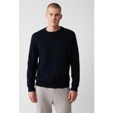 Erkek Lacivert Bisiklet Yaka 3 Iplik Şardonlu Pamuklu Sweatshirt E001017