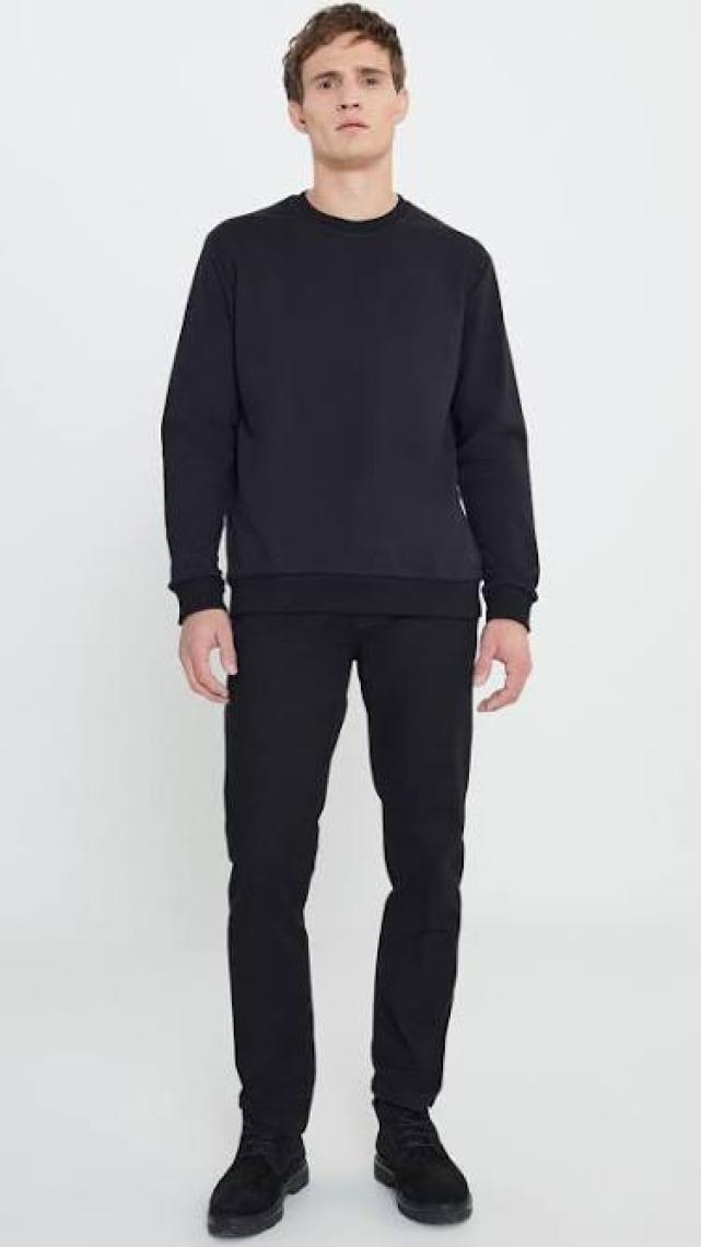 Altınyıldız Classics Erkek Siyah Standart Fit Normal Kesim Bisiklet Yaka 3 Iplik Pamuklu Sweatshirt