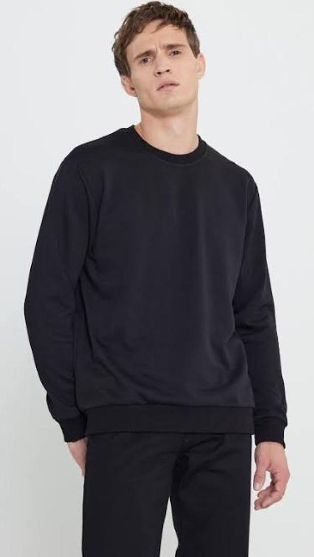 Altınyıldız Classics Erkek Siyah Standart Fit Normal Kesim Bisiklet Yaka 3 Iplik Pamuklu Sweatshirt