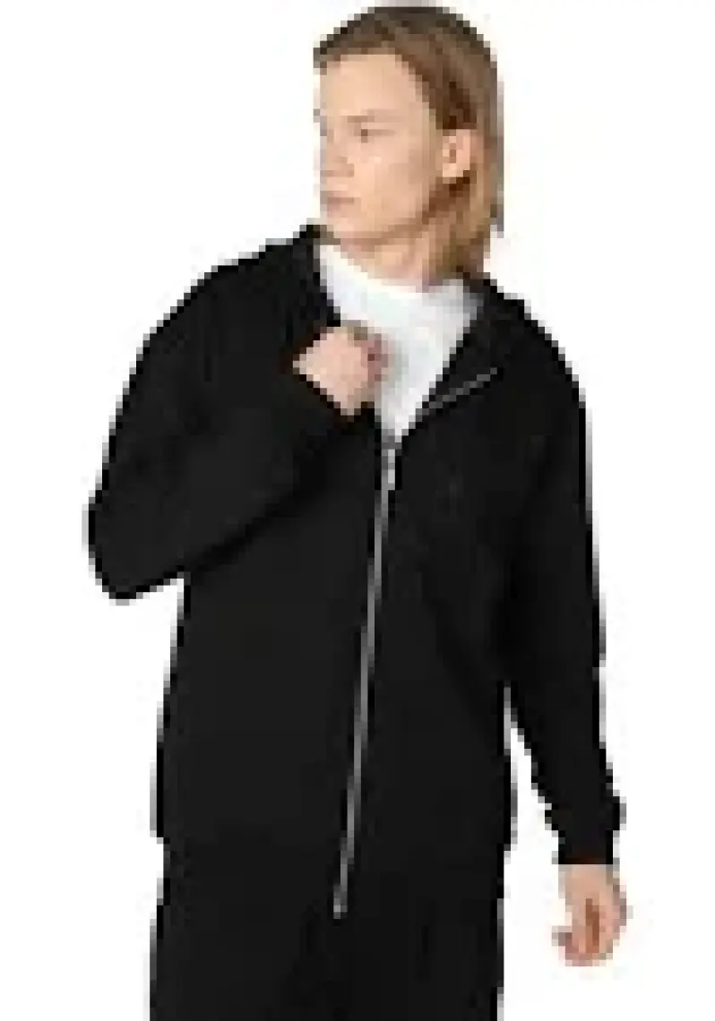 Defy's Erkek Kapüşonlu Fermuarlı Oversize Kalıp Sweatshirt Siyah