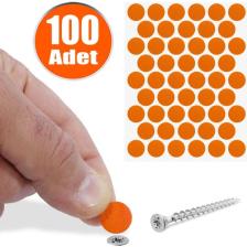 BADEM10 Yapışkanlı Vida Tapası Tıpası Turuncu Vida Kapatıcı Kapağı 100 Adet