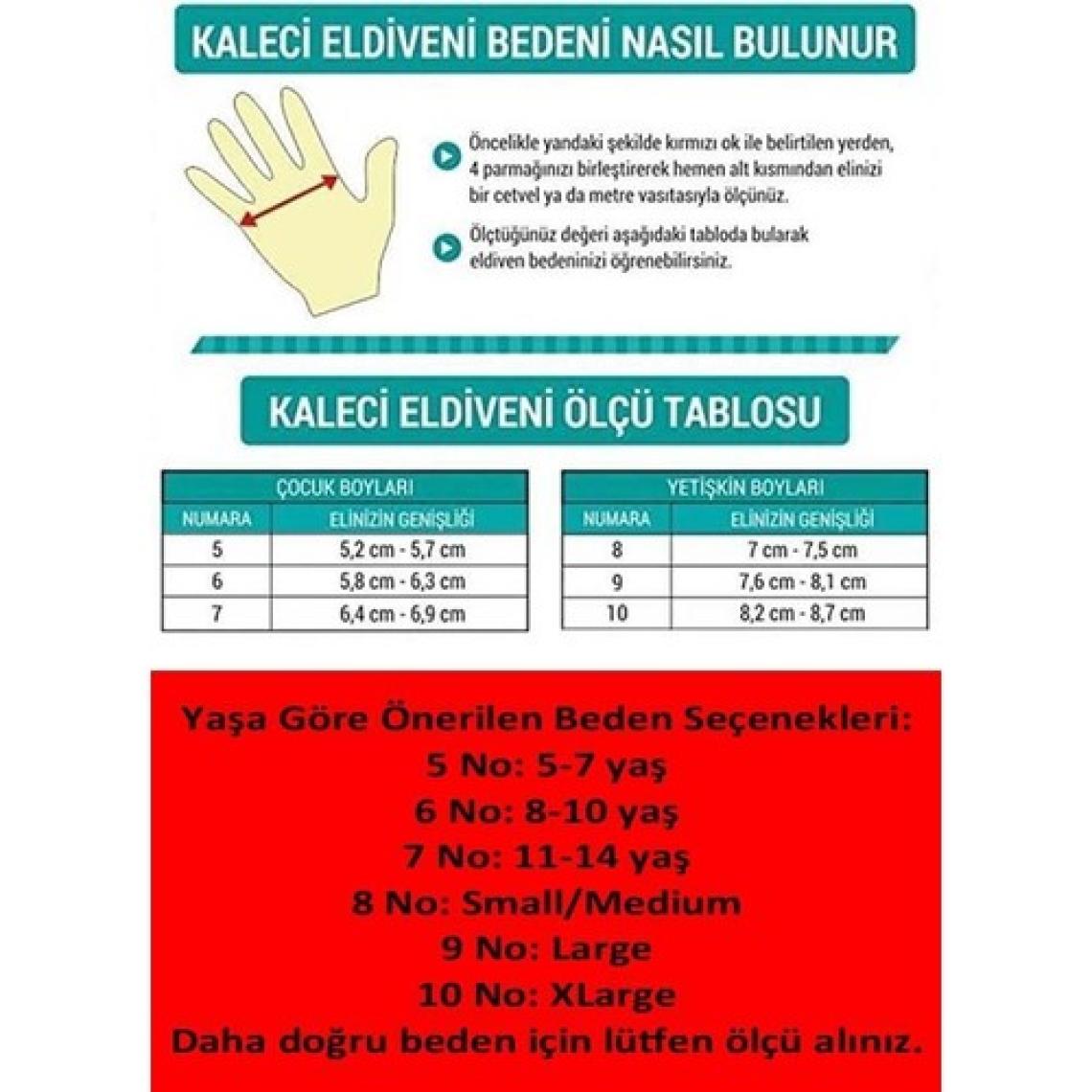 Liggo Neon Yetişkin ve Çocuk Kaleci Eldiveni Bilek Bandajlı 5-6-7-8-9-10 Numara
