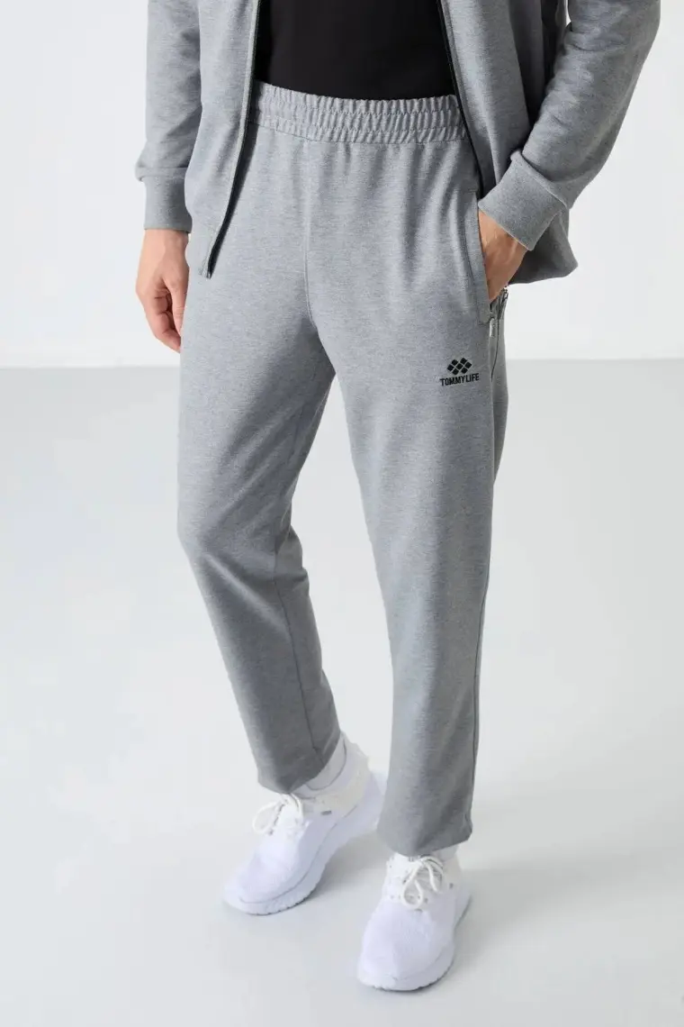 Tommy Life Siyah Dik Yaka Fermuarlı Rahat Form Klasik Paça Erkek Eşofman Takımı - 85072