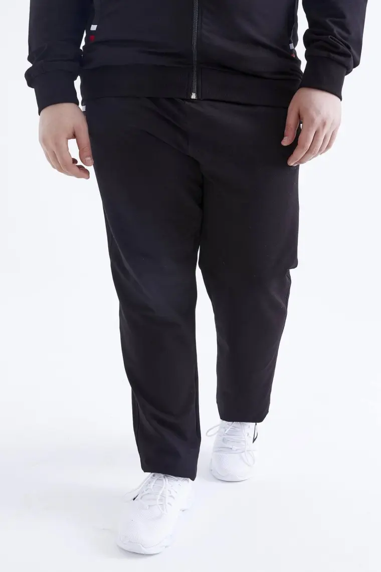 Tommy Life Siyah Dik Yaka Fermuarlı Rahat Form Klasik Paça Erkek Eşofman Takımı - 85072