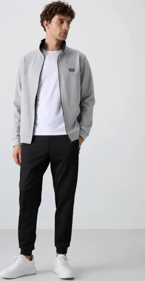 Air Jones Hugo Gri Melanj - Siyah Jogger Erkek Eşofman Takım - 85198