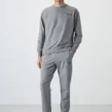 Tommy Life Tommy Life  Gri Melanj Erkek Casual O Yaka Oversize Lastik Paça Eşofman Takımı - 85120