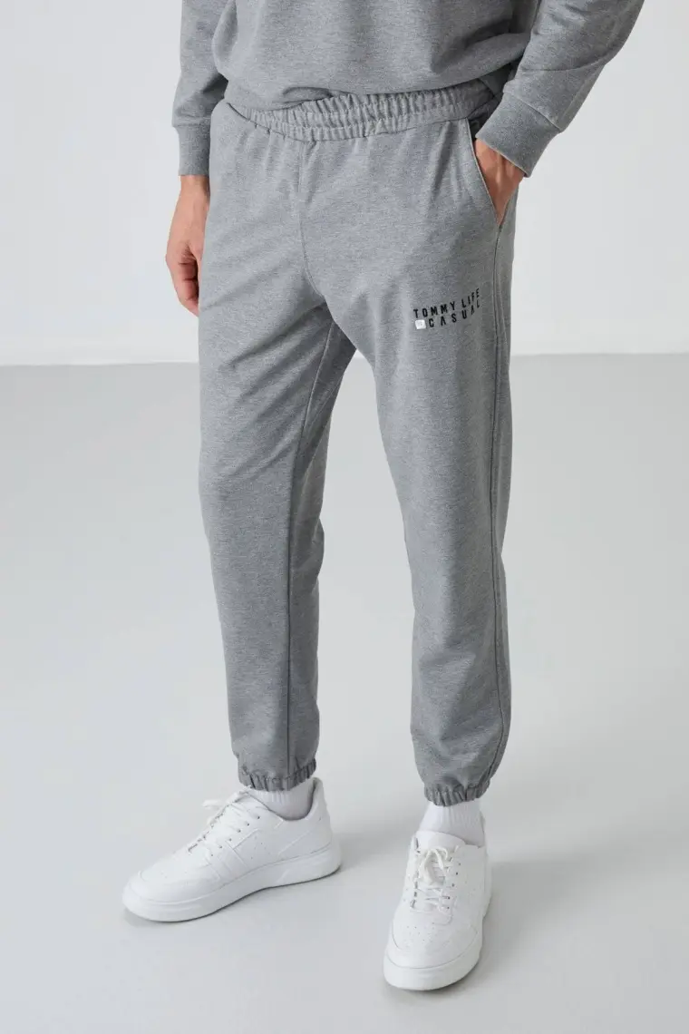 Tommy Life Tommy Life  Gri Melanj Erkek Casual O Yaka Oversize Lastik Paça Eşofman Takımı - 85120