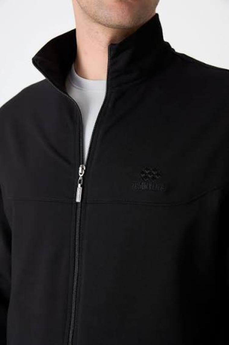 Tommy Life Siyah Dik Yaka Fermuarlı Rahat Form Klasik Paça Erkek Eşofman Takımı - 85072