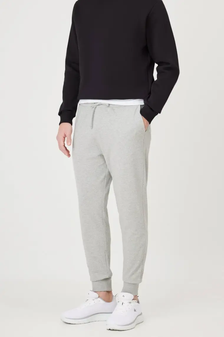 Altınyıldız Classics Erkek Gri Melanj Standart Fit Normal Kesim 2 İplik Cepli Rahat Recycle Pamuklu Jogger Eşofman Altı