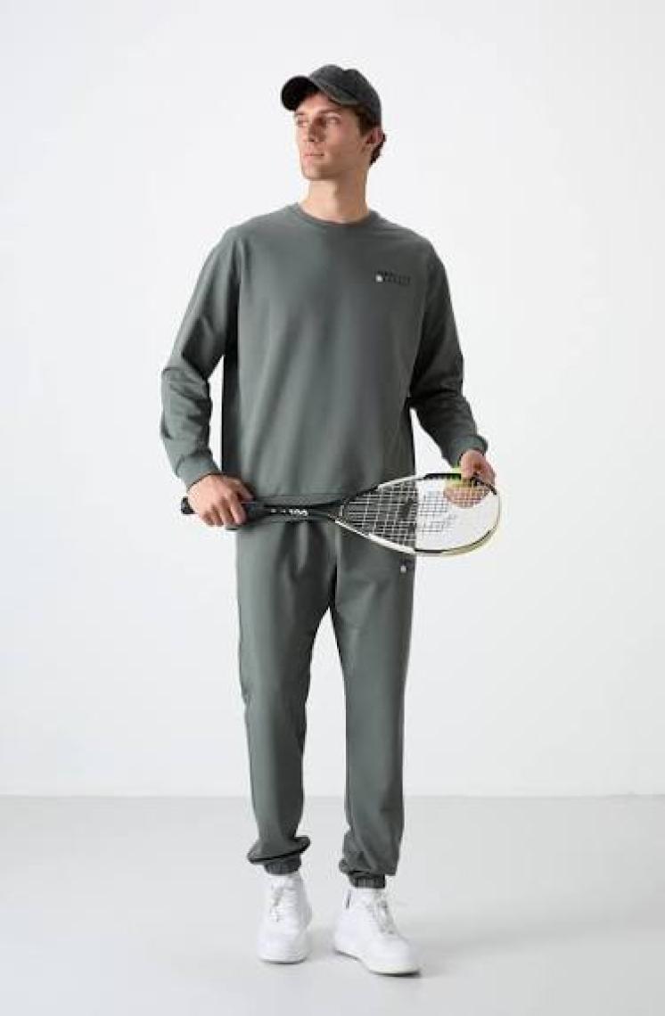 Çağla Casual O Yaka Lastik Paça Pamuklu Erkek Oversize Eşofman Takımı - 85120