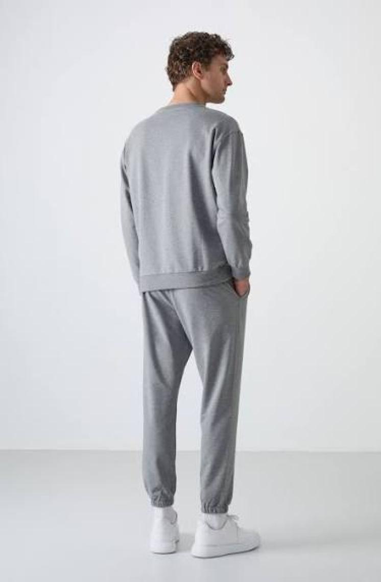 Çağla Casual O Yaka Lastik Paça Pamuklu Erkek Oversize Eşofman Takımı - 85120