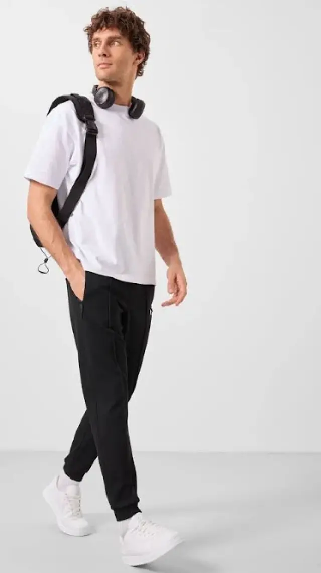 Air Jones Darian Siyah Jogger Erkek Eşofman Alt - 82113