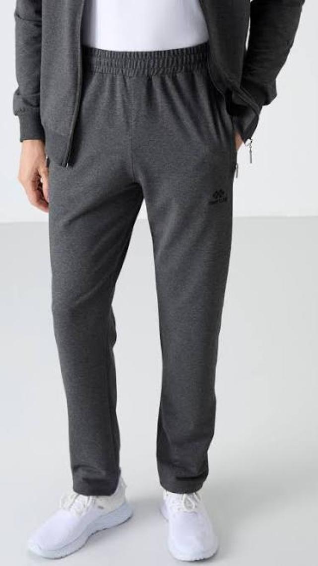 Tommy Life Tommy Life  Antrasit Melanj Erkek Dik Yaka Fermuarlı Slim Fit Klasik Paça Eşofman Takımı-85072
