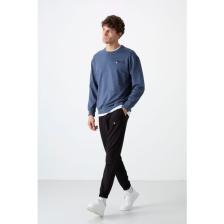 Tommy Life Petrol - Siyah Casual O Yaka Lastik Paça Erkek Oversize Eşofman Takımı - 85120