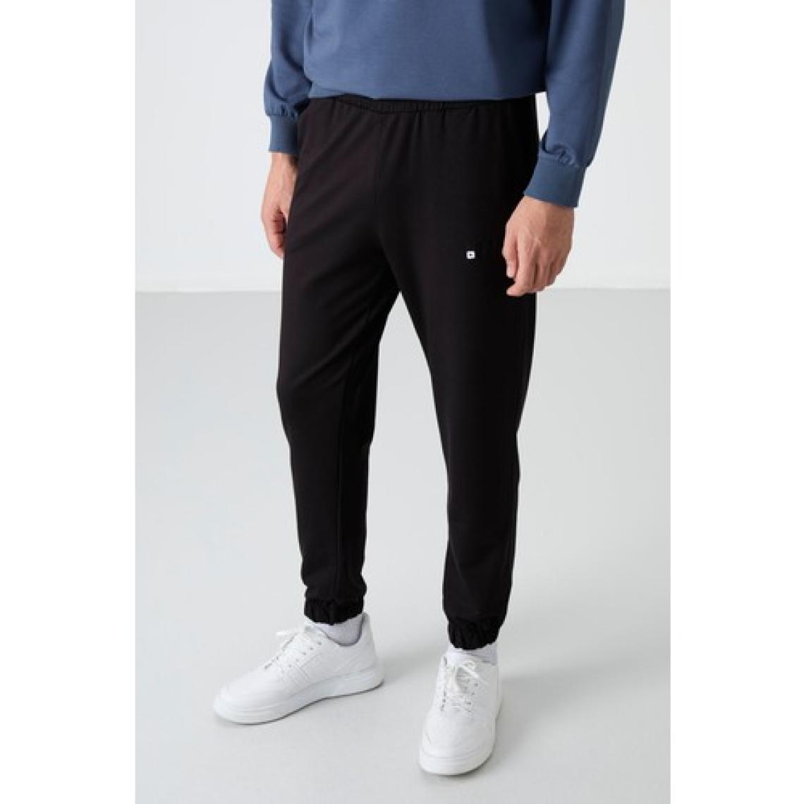 Tommy Life Petrol - Siyah Casual O Yaka Lastik Paça Erkek Oversize Eşofman Takımı - 85120